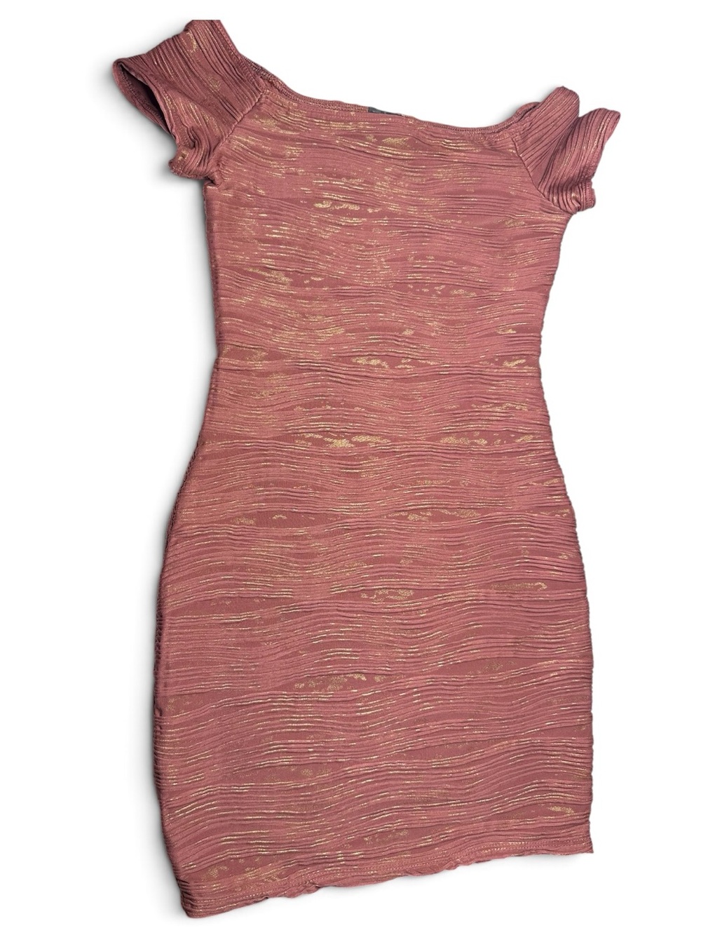 Elegant Pink Metallic Bodycon Dress